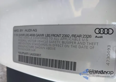 2018 Audi A5 2.0T Premium из США, поврежденный, VIN WAUPNAF51JA000901